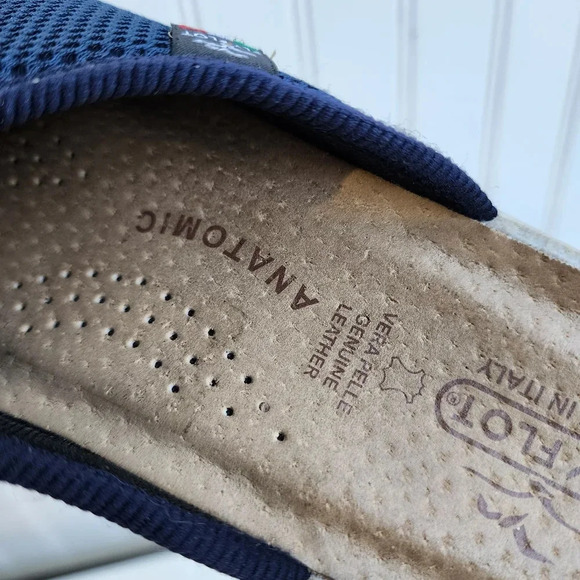 Fly Flot Slip Anti Shock On Sandals Navy Blue Women's Genuine Leather 40 Italy 9 - Picture 6 of 9